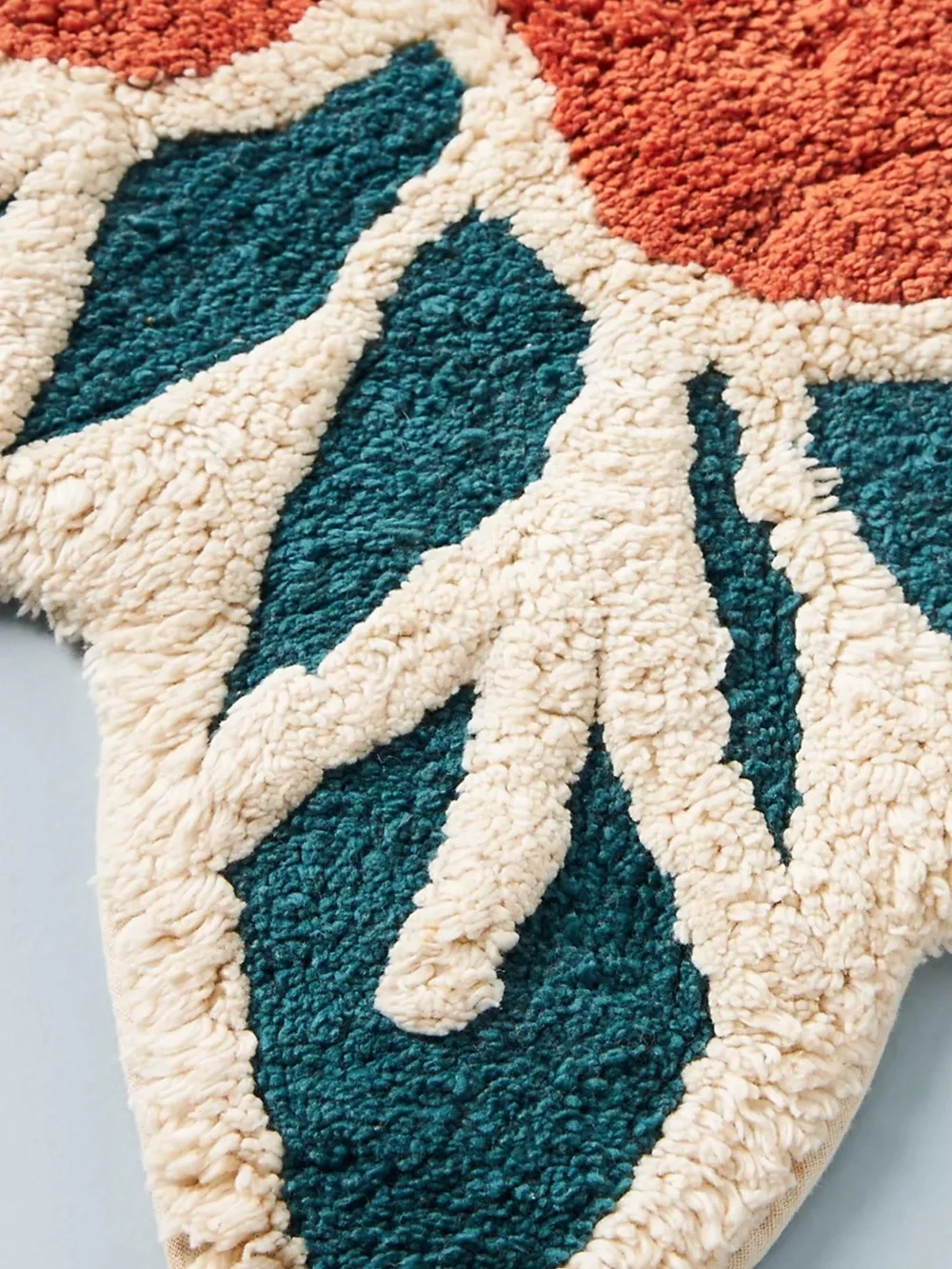 Anthropologie Floral Loop Bath Mat - Orange, Rust, Teal, Cream